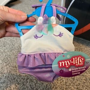 My Life As Unicorn Doll Swimsuit in Purple and White
